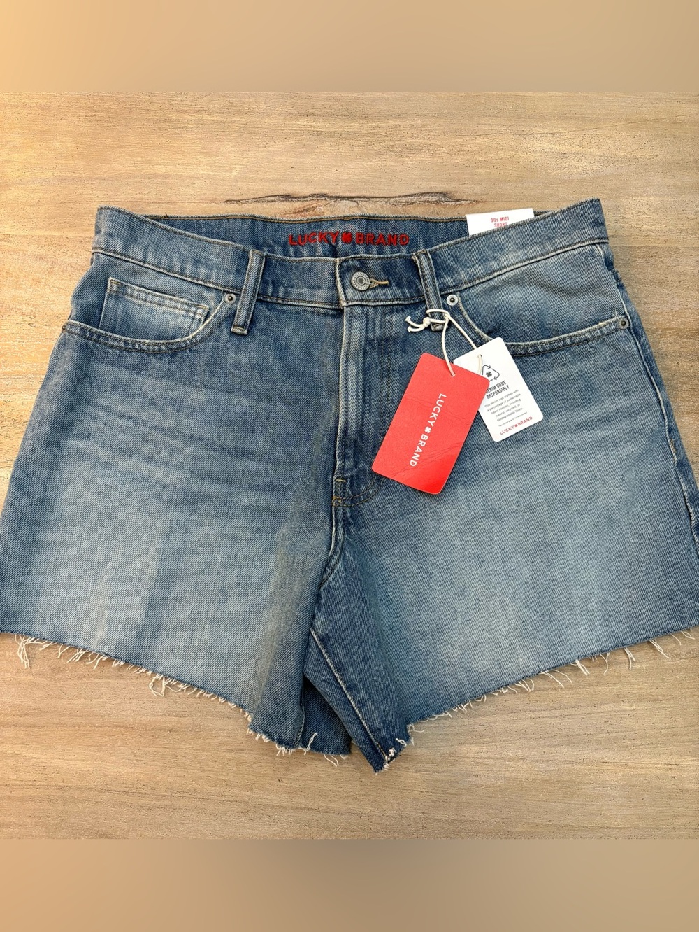 Lucky Brand Denim Cutoff Shorts in Medium Blue Wash